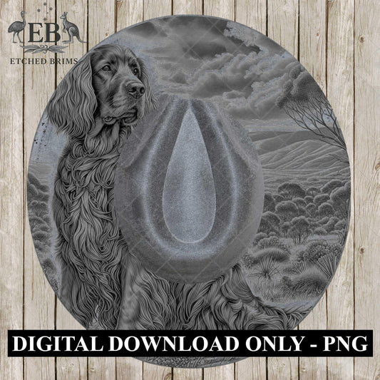 Irish Setter Dog 7 Hat Burning Design for Wide Brim Fedora Hats, PDF Hand Burning Stencil, Digital Laser PNG File, Cowboy Hat File, EB663