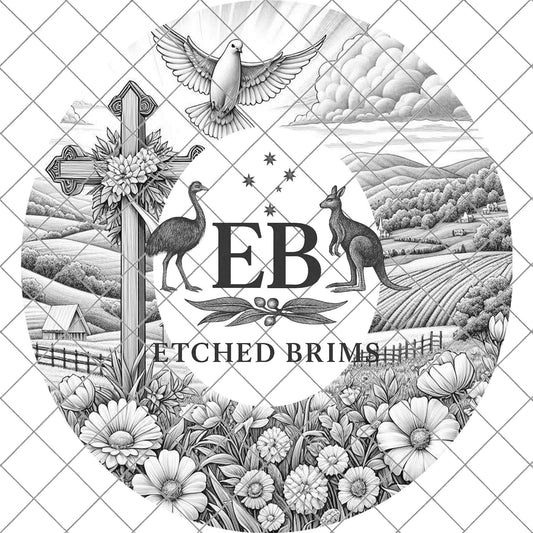 Cross and Flowers Hat Burning Design, Faith Western Laser Engraving Template, EB712