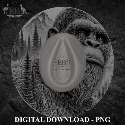 Bigfoot Brim Template PNG | Sasquatch Mountain Hat Engraving Design | Outdoor Hunting Hat Burning File | Laser Download, EB1221