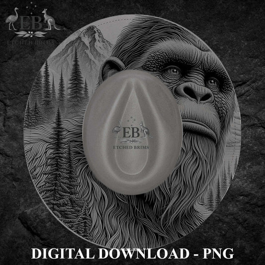 Bigfoot Brim Template PNG | Sasquatch Mountain Hat Engraving Design | Outdoor Hunting Hat Burning File | Laser Download, EB1221
