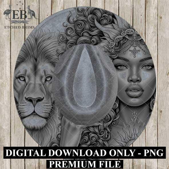 Leo Zodiac Hat Design PNG, Laser Engraving File, Western Boho Digital Download, Hat Engraving Design, Western Hat File, EB548