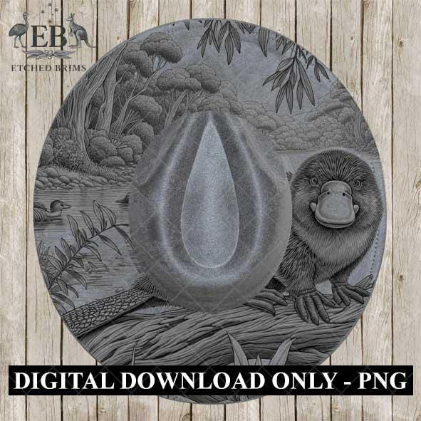 Hat Burning Design, Australian Native Platypus, Wide Brim Hat Design, Hat Burning Template, Hat Burning Stencil, Laser File, PNG File, EB481