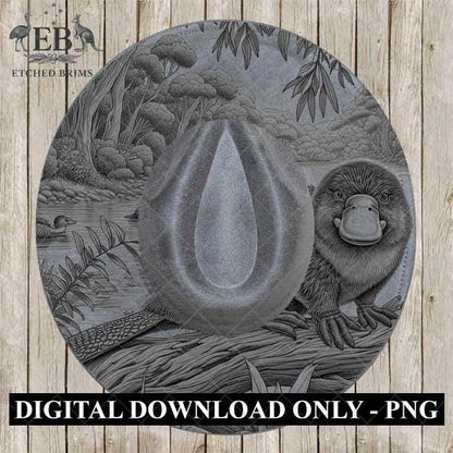 Hat Burning Design, Australian Native Platypus, Wide Brim Hat Design, Hat Burning Template, Hat Burning Stencil, Laser File, PNG File, EB481