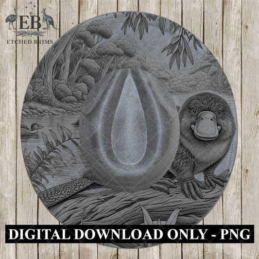 Hat Burning Design, Australian Native Platypus, Wide Brim Hat Design, Hat Burning Template, Hat Burning Stencil, Laser File, PNG File, EB481