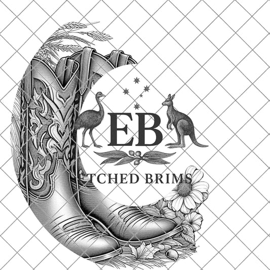 Cowgirl Boots Half, Hat Burning Design, Laser Engraving Design Wide Brim Hat, Boho,Laser Hat Burning Template, EB831