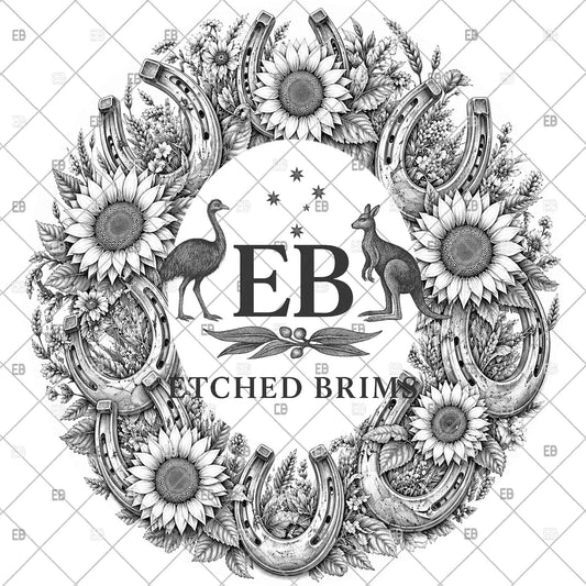 Horseshoes Hat Burning Design, Western Floral Laser Burning Template, Hat Engraving FileEB1242