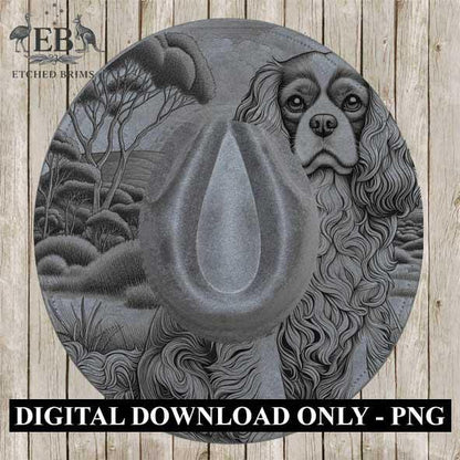King Charles Cavalier Hat Engraving Template | PNG Brim File for Burning & Etching | Digital Dog Hat Rim Design for Laser Engravers – EB389