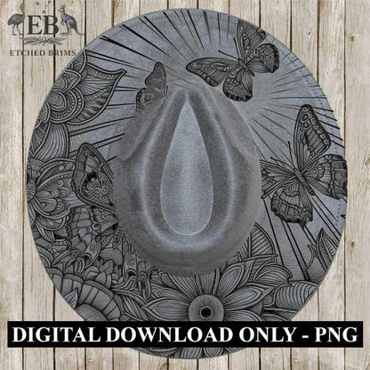 Butterflies 2 Hat File, Laser Hat Burning Design, Digital Download PNG, Hat Burning Template, Hat Laser Engraving Design, Hat File EB42