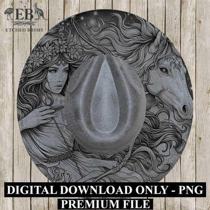 Sagittarius Zodiac Hat Design PNG, Laser Engraving File, Western Boho Digital Download, Hat Engraving Design, Western Hat File, EB310