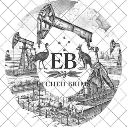 Texas Oil Fields 2, Hat Engraving Template, Digital Laser Burn Design, Wide Brim Faux Suede Hats, BOHO, Laser Hat Burning File EB331