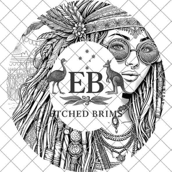 Hat Burning Design, Hippy Woman 19, Boho,Hippie, Wide Brim Hat Design, Digital File, PNG, PDF, Hat Laser Engraving Design, Hat File EB167