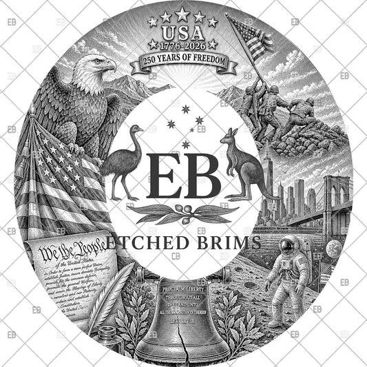 USA 250 Years Semiquincentennial Hat Burning Design, Patriotic Military Eagle Design, American Flag, PNG, Laser Hat Engraving File, EB1255