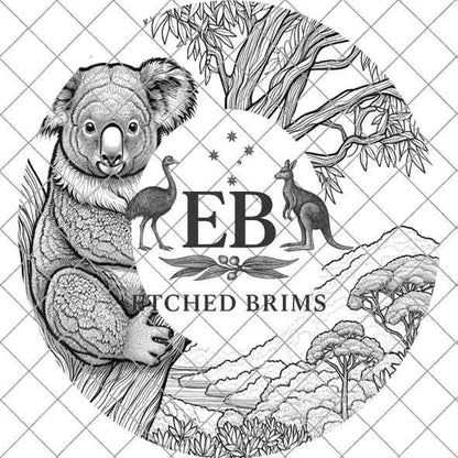 Koala Laser Hat Burning Design, Digital Download PNG, Hat Burning Template, Hat Laser Engraving Design, Wide Brim Hat Laser File, EB29