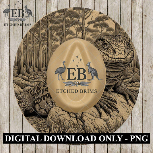 Goanna Brim Template, Hat Burning Design, Australian Wildlife, Laser Engraving Stencil, PDF & PNG File, EB1107
