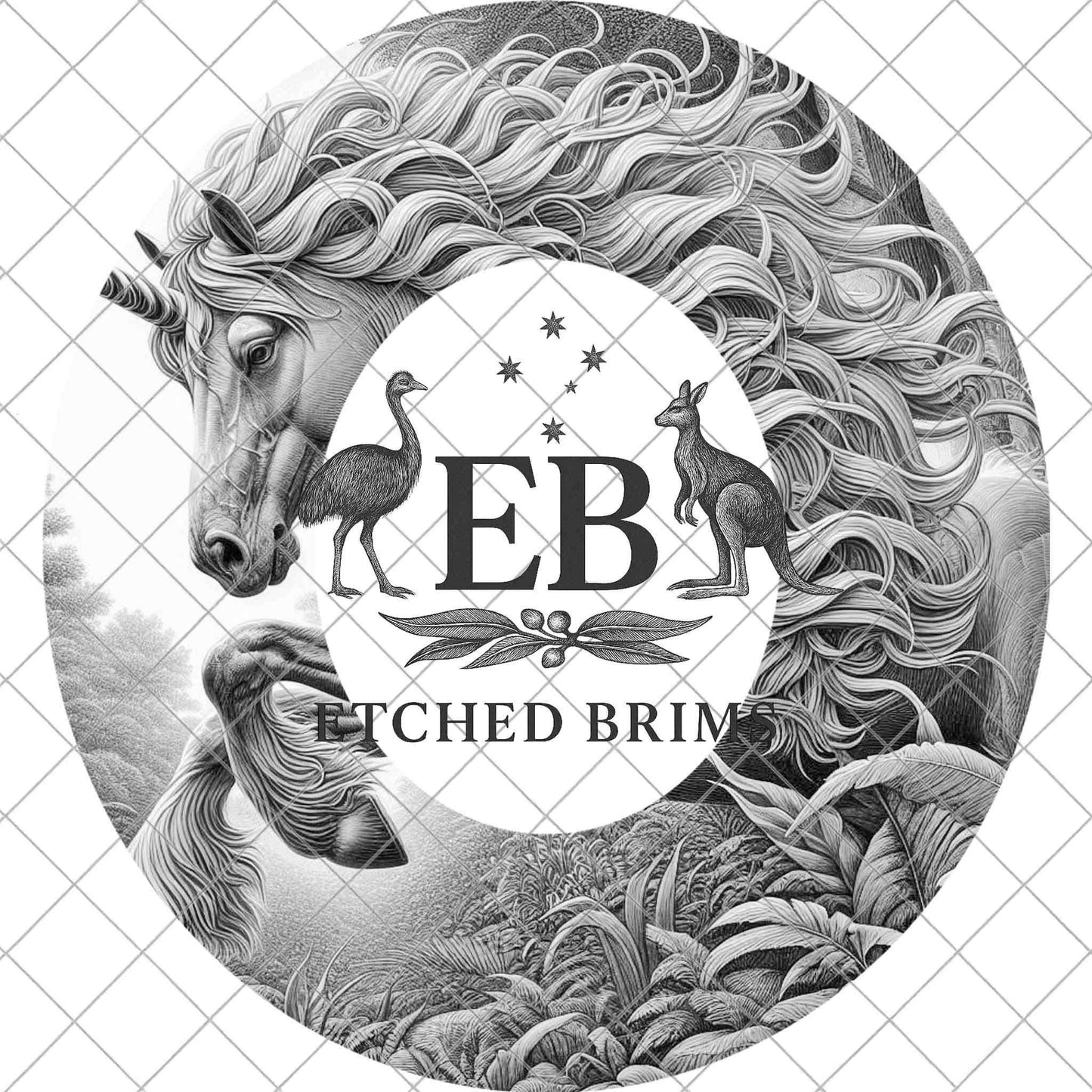 Kids Size Unicorn Hat Burning Design - Laser Template for Youth Cowboy Hat, EBY918
