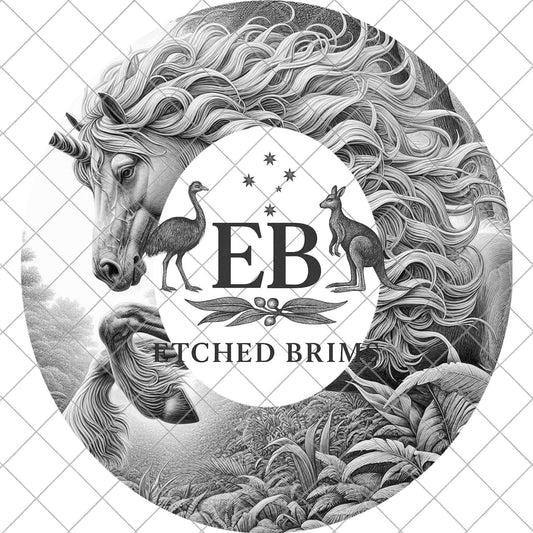 Kids Size Unicorn Hat Burning Design - Laser Template for Youth Cowboy Hat, EBY918