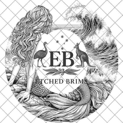 Mermaid 3, Laser Hat Burning Design, Digital Download PNG, Hat Burning Template, Hat Laser Engraving Design, Wide Brim Hat Laser File EB66