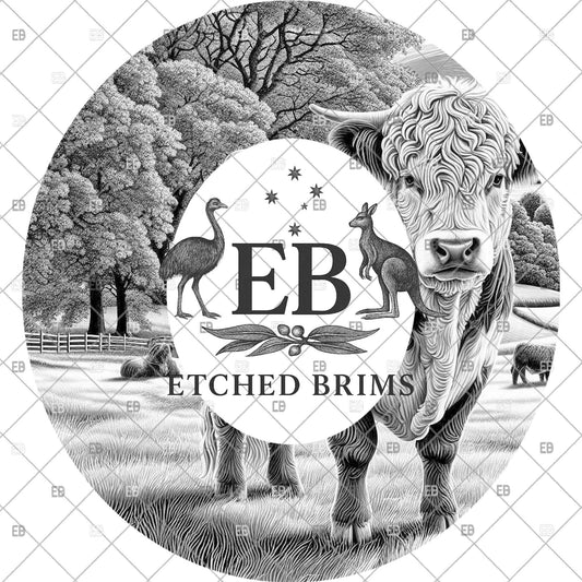 Hereford Cow Hat Burning Template, Farm Animal Wide Brim Hat Template, Pyrography Hat Design, Laser File, EB1232