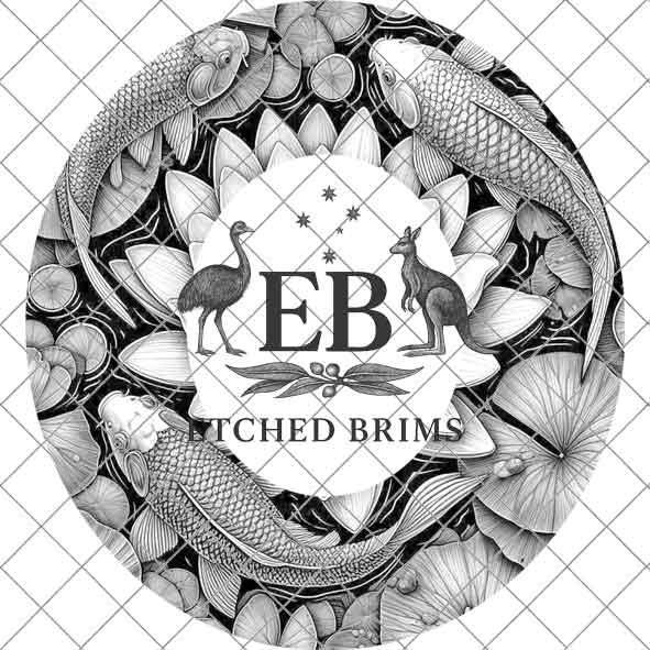 Koi Fish & Waterlillies 3, Hat File, Hat Burning Design, Digital Download PNG, PDF, Hat Burning Template, Hat Laser Engraving Design, EB485