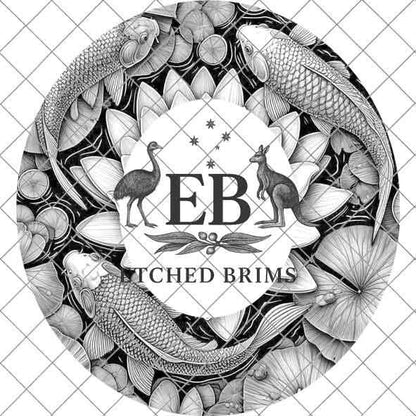 Koi Fish & Waterlillies 3, Hat File, Hat Burning Design, Digital Download PNG, PDF, Hat Burning Template, Hat Laser Engraving Design, EB485