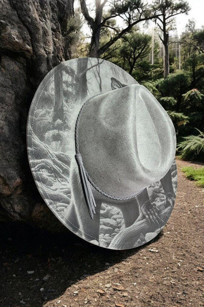 Devil In the Dust – Laser Engraved Tasmanian Devil Brim Hat, Wide Brim Hat, Vegan Suede Fedora Hat, Laser Engraved, Burned Fedora