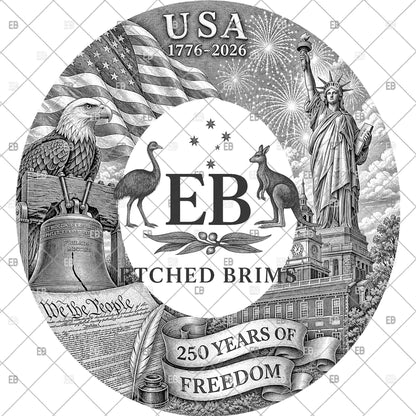 USA Semiquincentennial 250 Years Hat Burning File, American Flag Eagle Liberty Bell Design, Hat Brim Template, EB1249