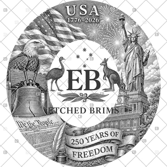 USA Semiquincentennial 250 Years Hat Burning File, American Flag Eagle Liberty Bell Design, Hat Brim Template, EB1249