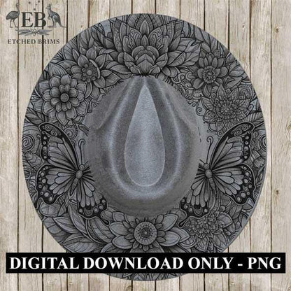 Butterflies Flowers 6 Hat File, Laser Hat Burning Design, Digital Download, Hat Burning Template, Hat Laser Engraving Design, Hat File EB281