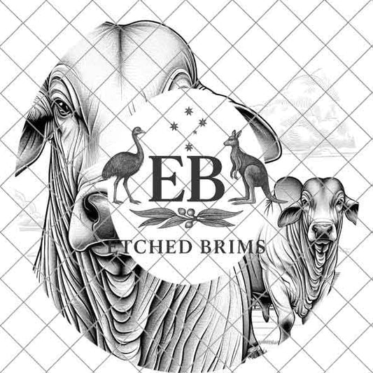 Brahman Bull 2 Laser Hat Burning Design, Digital Download PNG Hat Burning Template Hat Laser Engraving Design Wide Brim Hat Laser File EB144