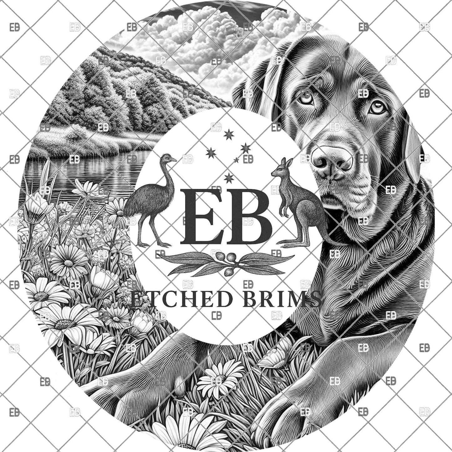 Labrador Dog Laser Engraving Template, Lab Retriever Hat Brim Design, Dog Burning File for Laser Engraved Hats, EB1143