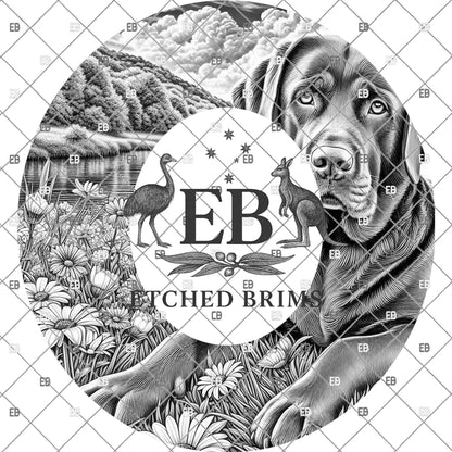 Labrador Dog Laser Engraving Template, Lab Retriever Hat Brim Design, Dog Burning File for Laser Engraved Hats, EB1143