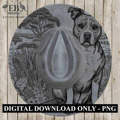 Staffy Dog, Laser Hat Burning Design, Digital Download PNG, Hat Burning Template, Hat Laser Engraving Design, Wide Brim Hat File EB12