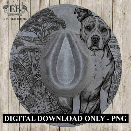Staffy Dog, Laser Hat Burning Design, Digital Download PNG, Hat Burning Template, Hat Laser Engraving Design, Wide Brim Hat File EB12