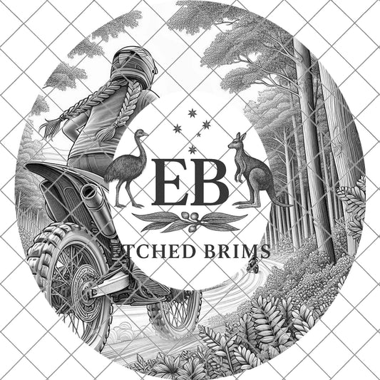 Girl Dirt Bike Riding, Hat Burning Design, Hand Burning Stencil, PDF & PNG, Hat Burning Template, Laser Engraving Design, EB725
