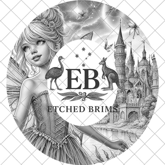 Fairy Castle Hat Burning Design, Digital Download PNG, Wide Brim Fedora Stencil, EB922