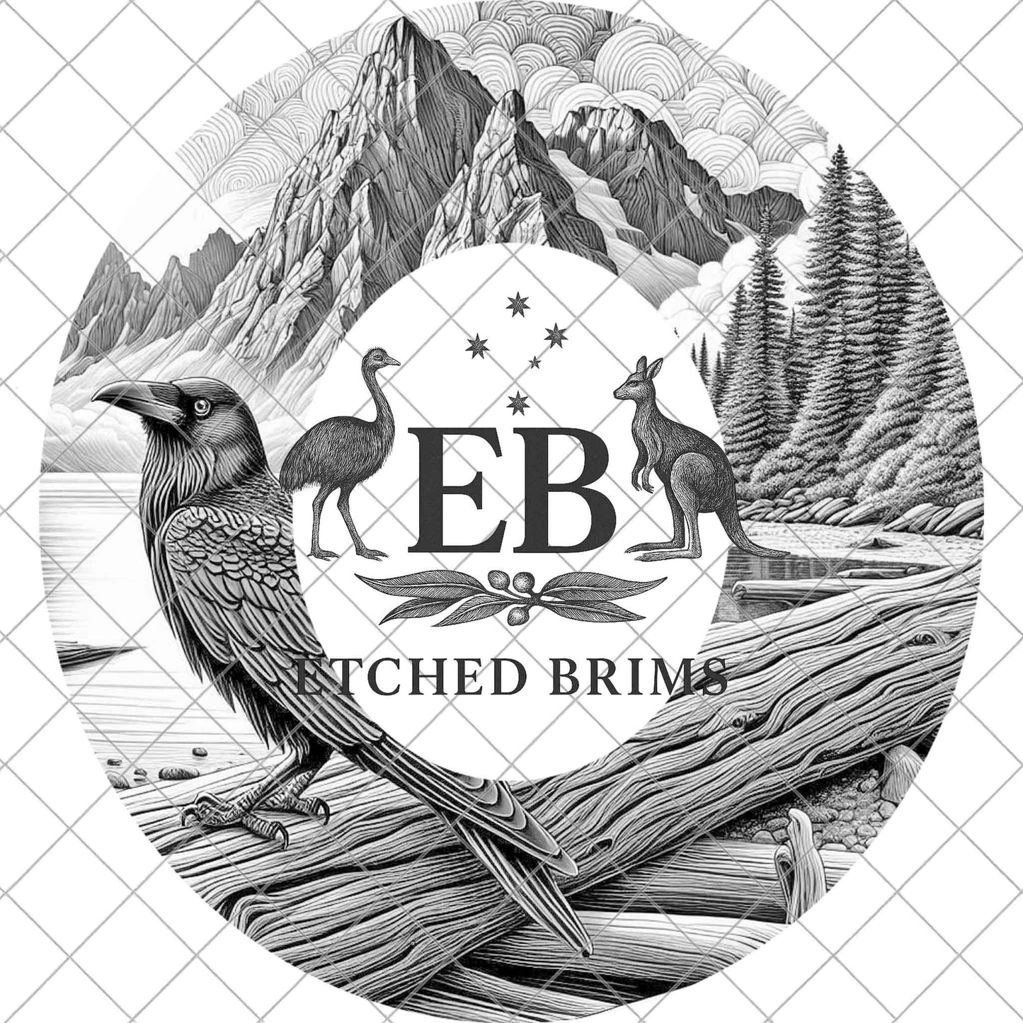 Crow and Mountains Hat Burning Design, Digital Download PNG, Hat Burning Template, Hat Laser Engraving Design, Bird Design, Hat File, EB898