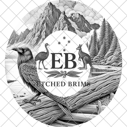 Crow and Mountains Hat Burning Design, Digital Download PNG, Hat Burning Template, Hat Laser Engraving Design, Bird Design, Hat File, EB898