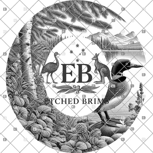 Loon Bird Lake Forest Laser Engraving Template, Wildlife Brim Design File, Hat Burning PNG Engraving Pattern, EB1209