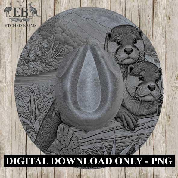 Otters 4 Hat File, Hat Burning Design, Digital Download PNG, Hat Burning Template, Hat Laser Engraving Design, Otter Design, Hat File EB324