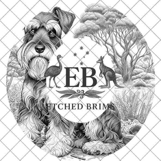 Hat Burning Design, Miniature Schnauzer Dog, Hat Engraving Template, PNG & PDF Files for Hat Burning Stencil. Wide Brim Hat Design,  EB405
