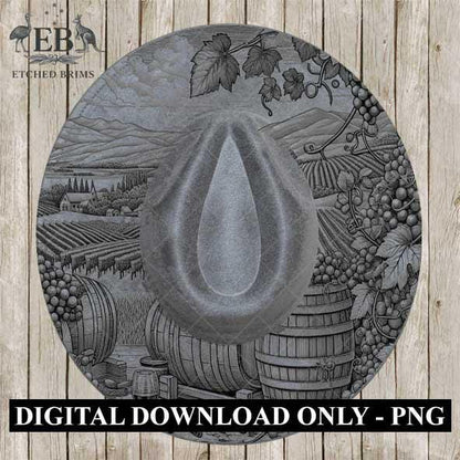 Winery Vineyard Grapes 3, Hat Burning Design, Digital Download, Hat Burning Templates, Laser Engraving Design, Hat Burning Stencils, EB522
