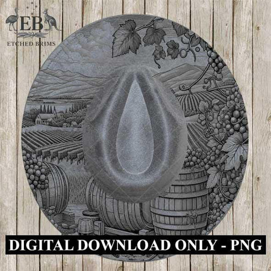 Winery Vineyard Grapes 3, Hat Burning Design, Digital Download, Hat Burning Templates, Laser Engraving Design, Hat Burning Stencils, EB522