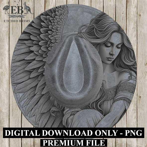 Angel 10, Wings, Laser Hat Burning Design, Digital Download PNG, Hat Burning Template, Hat Laser Engraving Design Wide Brim Hat File EB201