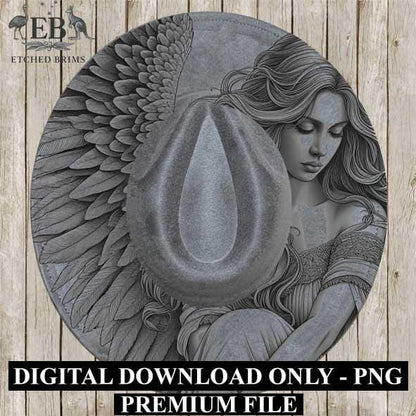 Angel 10, Wings, Laser Hat Burning Design, Digital Download PNG, Hat Burning Template, Hat Laser Engraving Design Wide Brim Hat File EB201