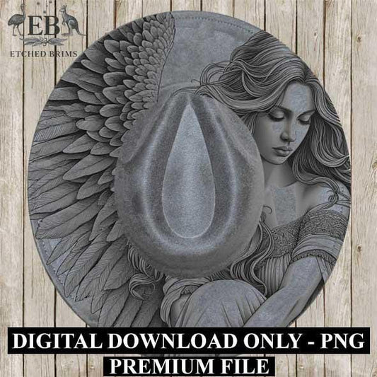 Angel 10, Wings, Laser Hat Burning Design, Digital Download PNG, Hat Burning Template, Hat Laser Engraving Design Wide Brim Hat File EB201