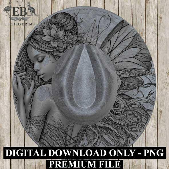 Fairy 14 Laser Hat Burning Design, Digital Download PNG, Hat Burning Template, Hat Laser Engraving Design, Wide Brim Hat Laser File EB131