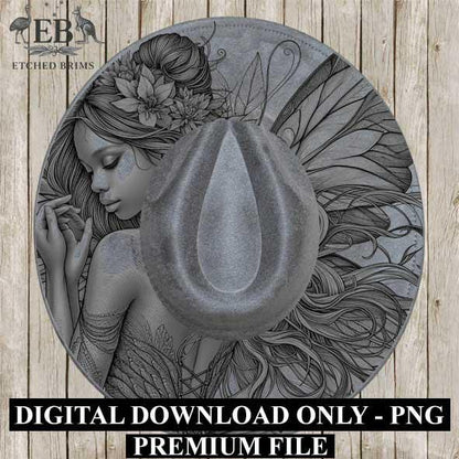 Fairy 14 Laser Hat Burning Design, Digital Download PNG, Hat Burning Template, Hat Laser Engraving Design, Wide Brim Hat Laser File EB131
