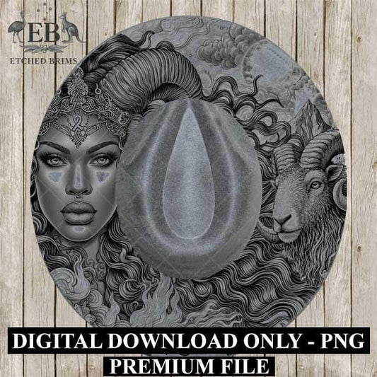 Aries Zodiac Hat Design PNG, Laser Engraving File, Western Boho Digital Download, Hat Engraving Design, Western Hat File, EB544