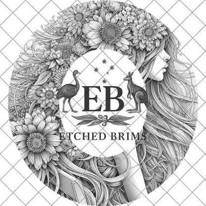 Girl & Flowers 6 Hat File, Hat Burning Design, Digital Download PNG, Hat Burning Template, Hat Laser Engraving Design, BOHO, Hat File EB315