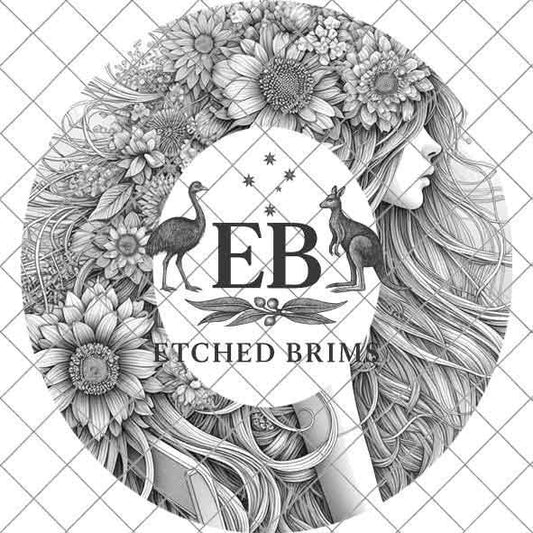 Girl & Flowers 6 Hat File, Hat Burning Design, Digital Download PNG, Hat Burning Template, Hat Laser Engraving Design, BOHO, Hat File EB315